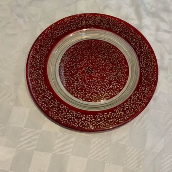 Other - Beautiful hand painted red glass serving platter
